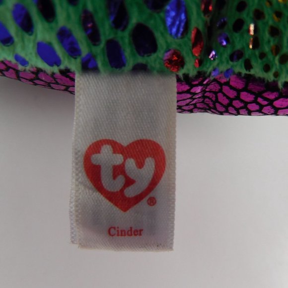 Ty Beanie Boos Cinder the Dragon Glitter Purple Eyes 6" Plush 2019 Stuffed Anima - Picture 9 of 10